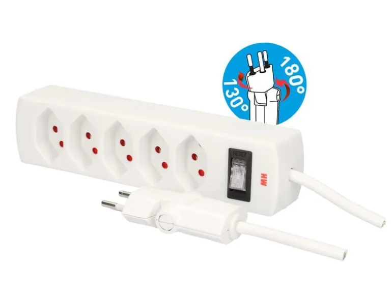 Max Hauri Kabelbox mit Steckerleiste 5x T13 Weiss
