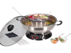 Nouvel Fleischfondue-Set Gourmet Pot 16 Teile, Silber