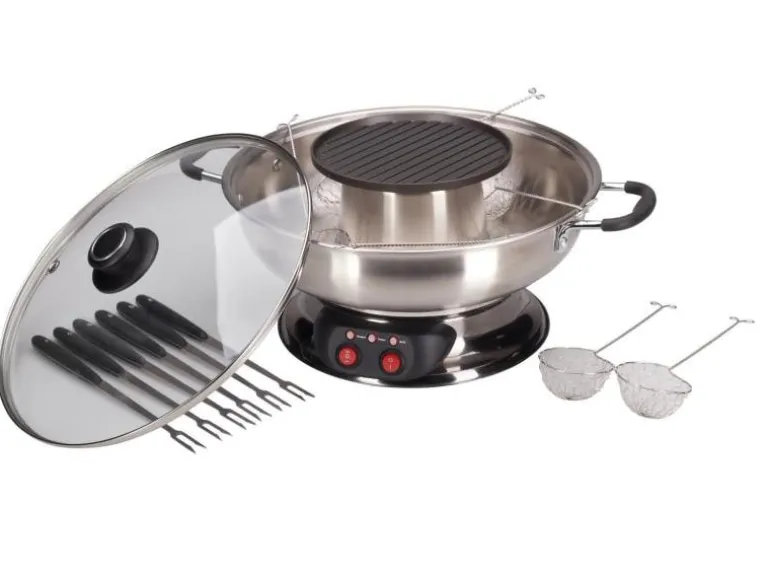 Nouvel Fleischfondue-Set Gourmet Pot 16 Teile, Silber
