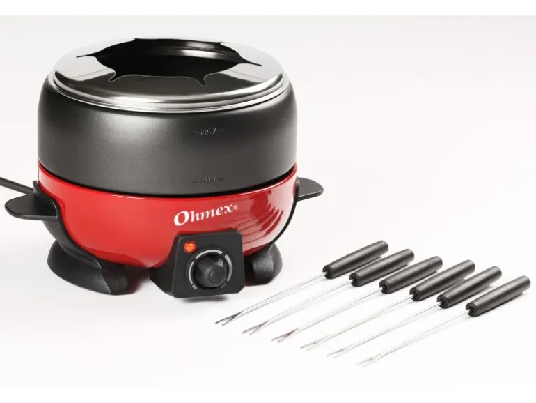 OHMEX Fleischfondue-Set 1000G 7 Teile, Schwarz/Rot