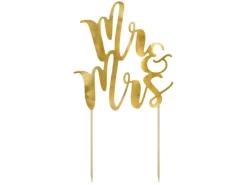 Partydeco Kuchen-Topper Mr & Mrs 25.5 cm, 1 Stück, Gold