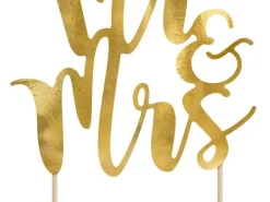 Partydeco Kuchen-Topper Mr & Mrs 25.5 cm, 1 Stück, Gold