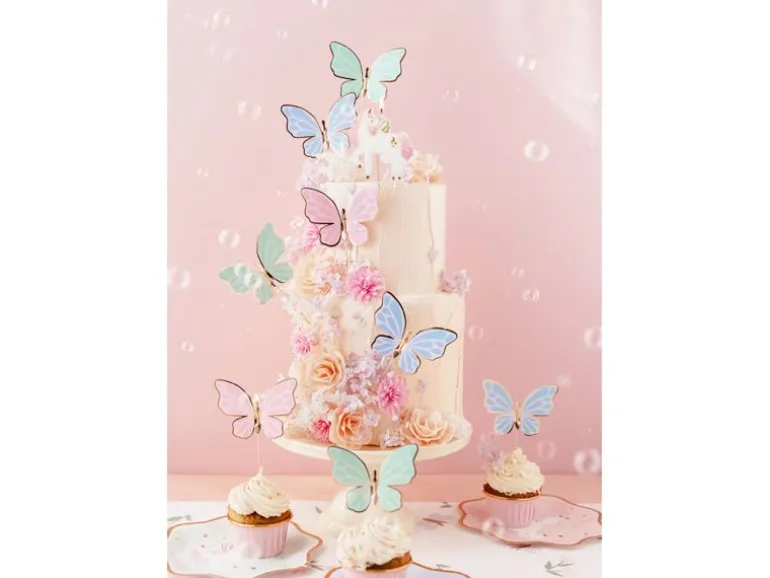 Partydeco Kuchen-Topper Schmetterlinge, 9er-Set 9 x 6.5 cm