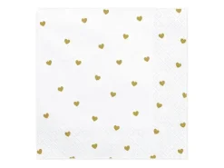 Partydeco Papierservietten Herzen Weiss/Gold, 33 x 33 cm, 20 Stück
