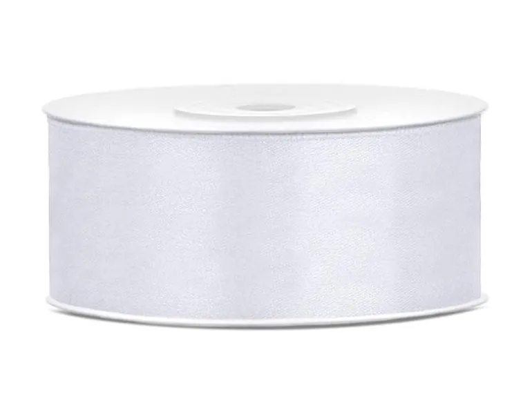 Partydeco Satinband 2.5 cm x 25 m, Weiss
