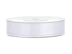 Partydeco Satinband 1.2 cm x 25 m, Weiss