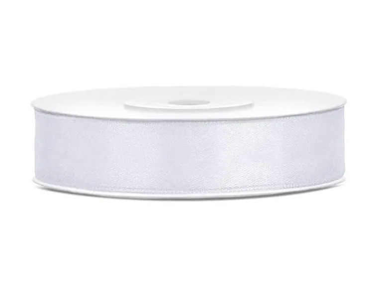 Partydeco Satinband 1.2 cm x 25 m, Weiss