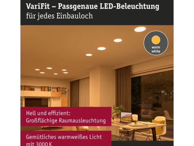 Paulmann Einbauleuchte Veluna VariFit Ø 185 3000 K, Weiss