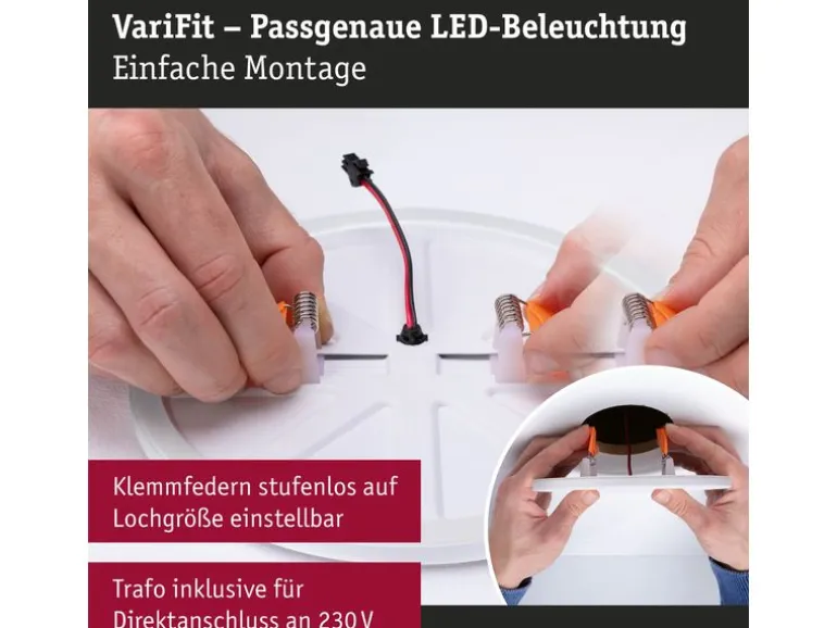 Paulmann Einbauleuchte Veluna VariFit Ø 185 3000 K, Weiss
