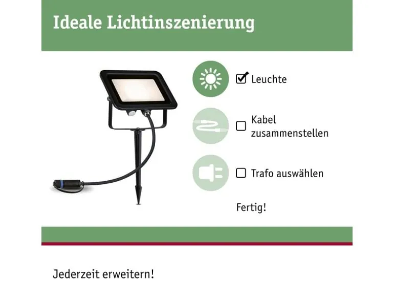 Paulmann Gartenspot Plug & Shine Flood 15.5 W 3000 K, Erweiterung