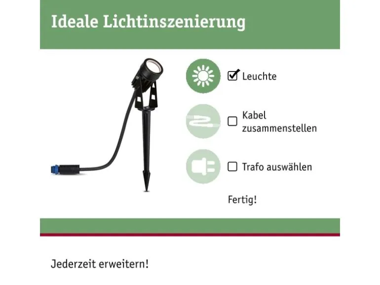 Paulmann Gartenspot Plug & Shine IP65, 3000 K, 2 W, Grau