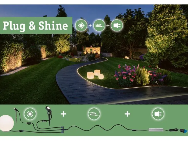 Paulmann Gartenspot Plug & Shine Plantini 45° 3000 K, Starterset