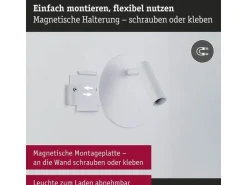 Paulmann LED Akkuwandleuchte Kiora 2700K dimmbar Weiss