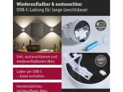 Paulmann LED Akkuwandleuchte Zorik 2700K dimmbar Weiss