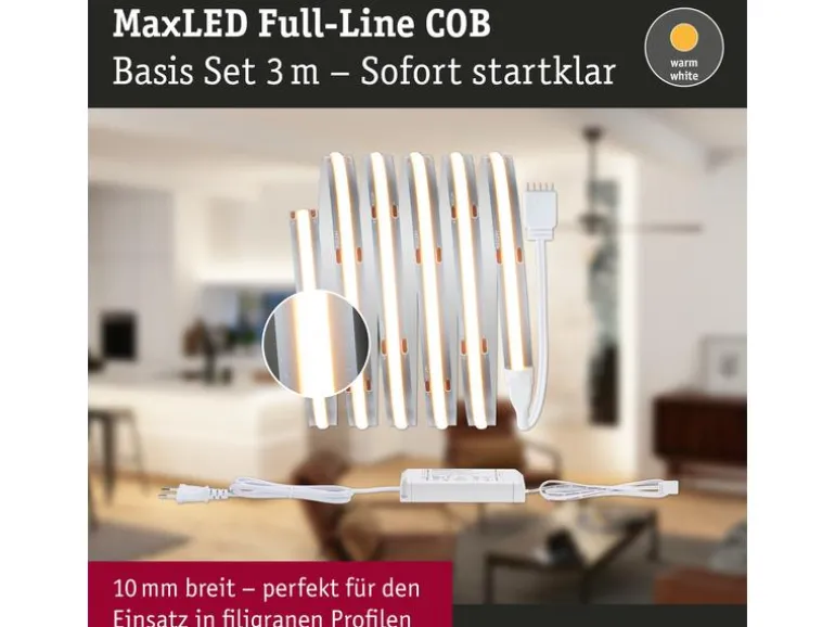 Paulmann LED-Stripe MaxLED 500 Basis Set COB, 2700 K, 1.5 m, Silber