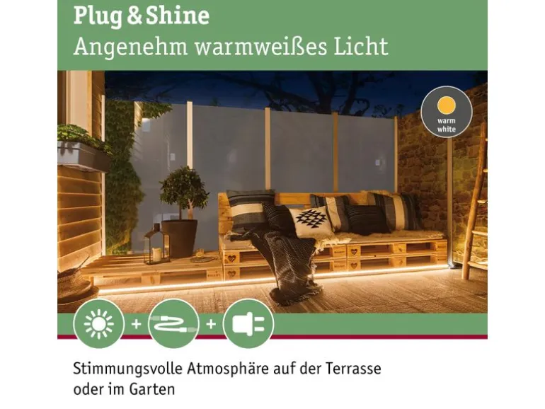 Paulmann LED Stripe Plug & Shine Smooth 3000 K, 26 W, Weiss