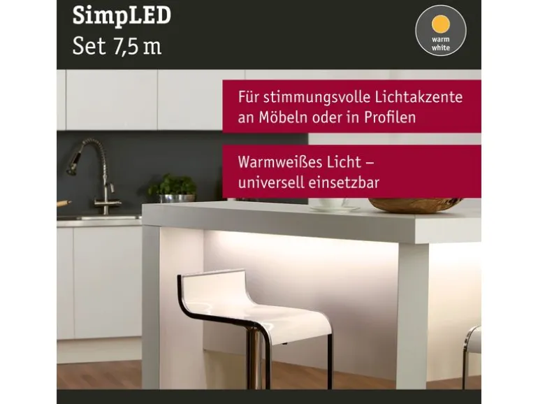 Paulmann LED-Stripe SimpLED 3000 K, 7.5 m Rolle