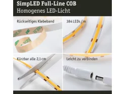 Paulmann LED-Stripe SimpLED Strip Set COB, 3000 K, 1.5 m, Weiss