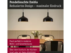 Paulmann Pendelleuchte Embla II E27 Schwarz Gold Metall Metall