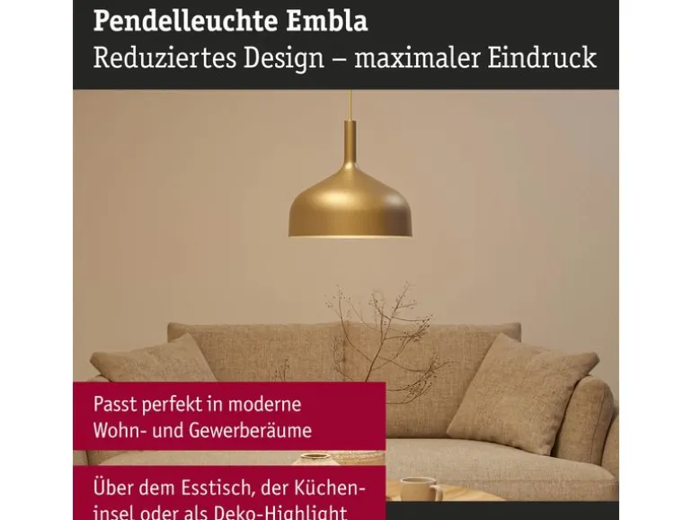 Paulmann Pendelleuchte Embla II E27 Gold Metall Metall