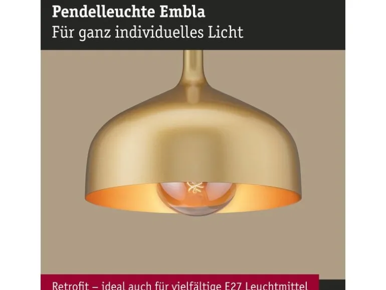 Paulmann Pendelleuchte Embla II E27 Gold Metall Metall