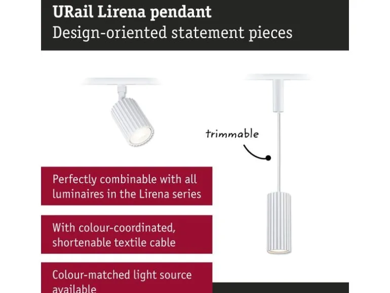 Paulmann URail Pendel Lirena GU10 max. 10W 230 V Signalweiss