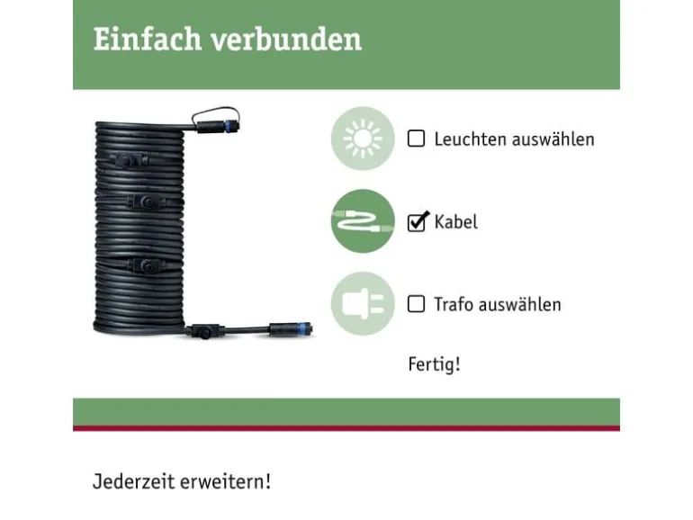 Paulmann Verbindungskabel Plug & Shine 10 m mit 5 Anschlussbuchen