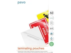Pavo Laminierfolie A3, 75 µm, 100 Stück, Glänzend; Wasserdicht