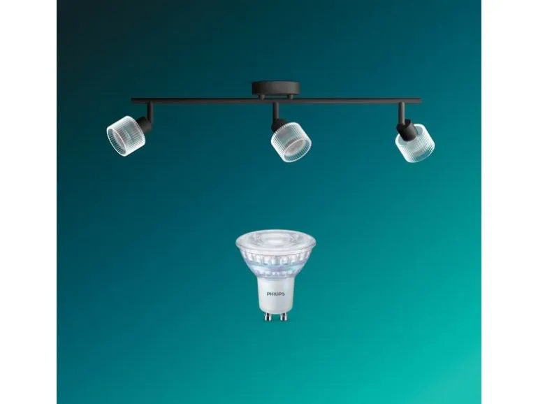 Philips Horen Aufbauspot 3x Balken ohne Leuchtmittel GU10, schwarz