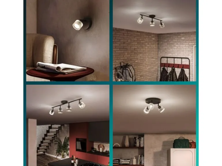 Philips Horen Aufbauspot 3x rund ohne Leuchtmittel GU10, schwarz