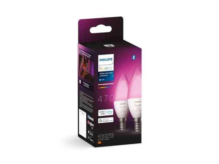 Philips Hue Leuchtmittel White & Col. Amb. E14 Kerze Doppelpack 470 lm