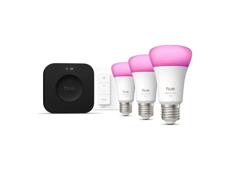 Philips Hue 3 smarte E27-Lampen + Dimmschalter + Hue Bridge Pro