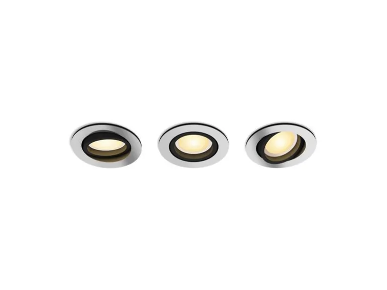 Philips Hue White Ambiance Milliskin Einbauspot 3er-Pack Rund Aluminium
