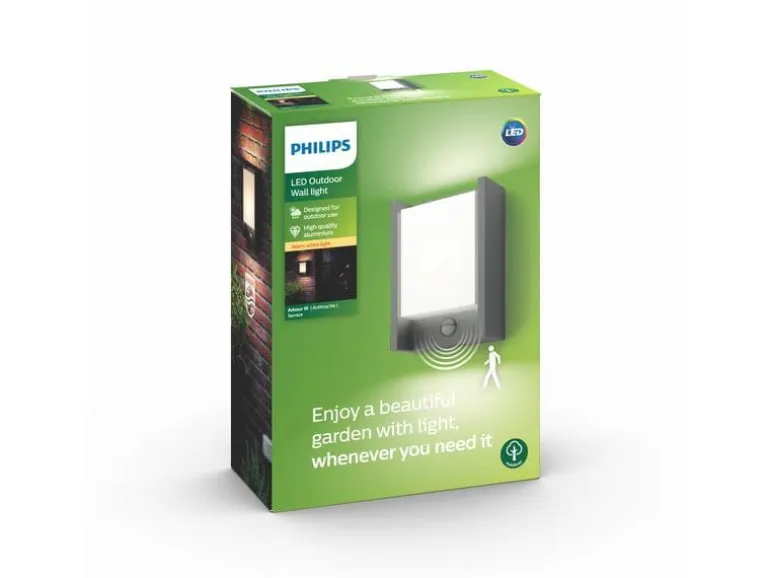 Philips myGarden Wandleuchte Arbour, 600 lm, Anthrazit + Sensor