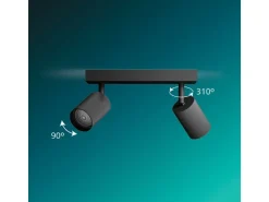 Philips Wyatt Aufbauspot 3er Balken ohne Leuchtmittel schwarz