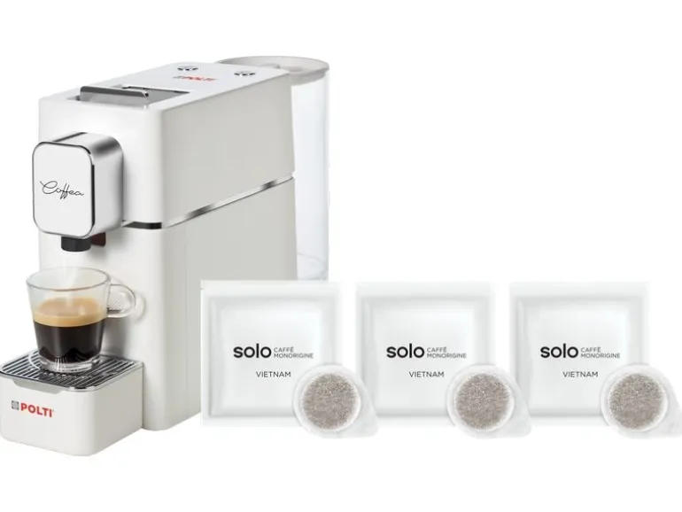 Polti Portionskaffeemaschine Coffea S15W, Set Silber/Weiss