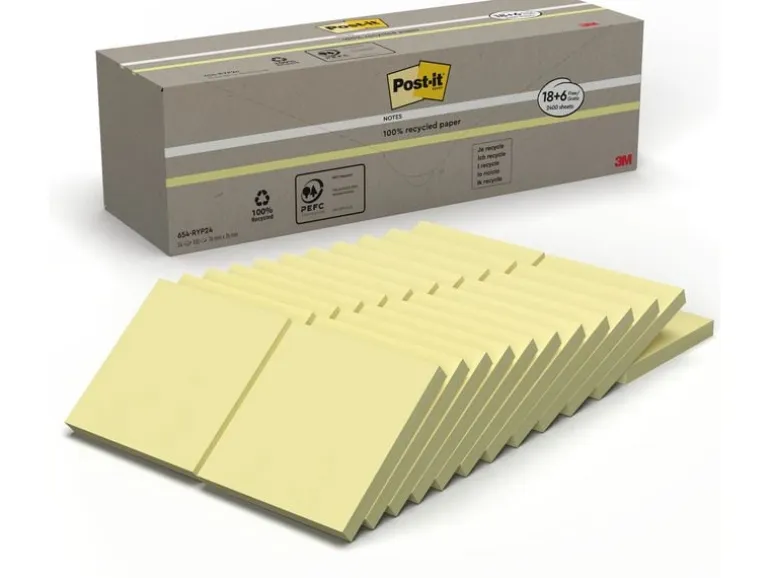 Post-it Notizzettel Post-it Recycling Gelb, 7.6 cm x 7.6 cm