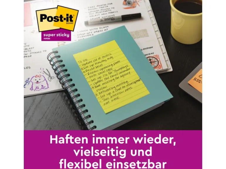 Post-it Notizzettel Post-it Super Sticky 20.3 cm x 15.3 cm, 6 Blöcke