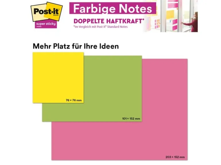 Post-it Notizzettel Post-it Super Sticky 20.3 cm x 15.3 cm, 6 Blöcke