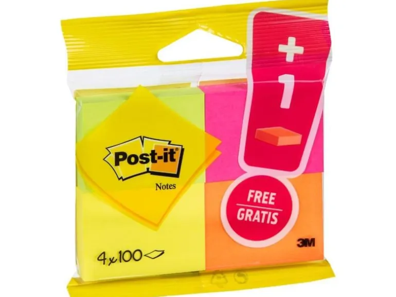 Post-it Notizzettel Post-it 5.1 x 3.8 cm, 4 Blöcke à 100 Blatt