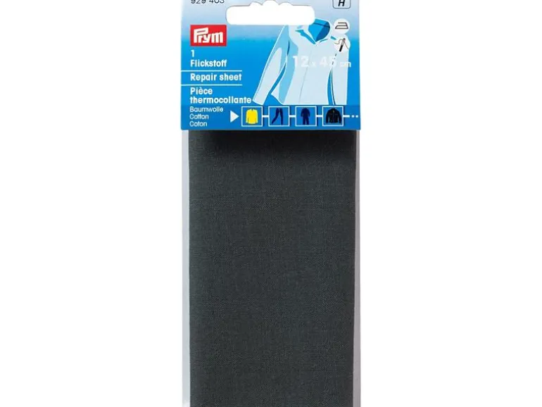 Prym Flickstoff 12 x 45 cm, aufbügelbar, Grau