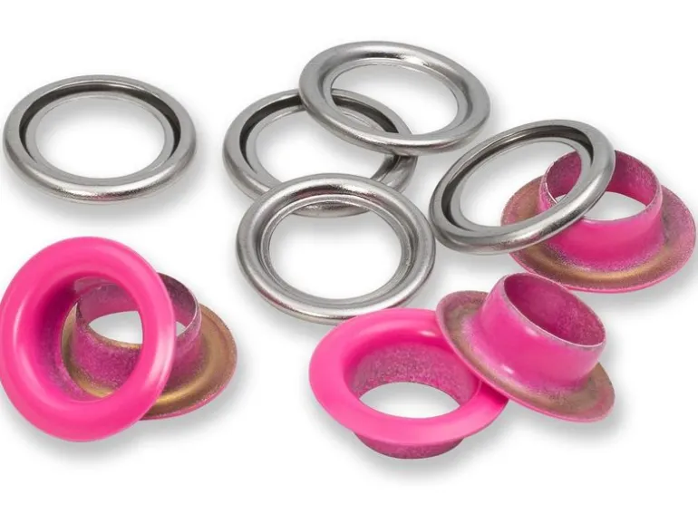 Prym Ösen mit Scheiben 20 Stück, Pink-Silber