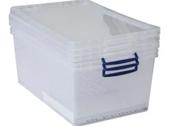 Really Useful Box Aufbewahrungsbox nestbar Transparent, 3 x 62 l