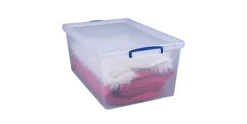 Really Useful Box Aufbewahrungsbox nestbar Transparent, 3 x 62 l