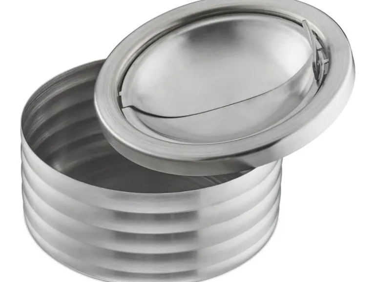 relaxdays Aschenbecher mit Deckel Silber