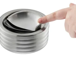 relaxdays Aschenbecher mit Deckel Silber