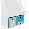 relaxdays Bücherregal für Kinder 79 x 72 x 30.5 cm Weiss/Blau