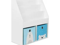 relaxdays Bücherregal für Kinder 79 x 72 x 30.5 cm Weiss/Blau