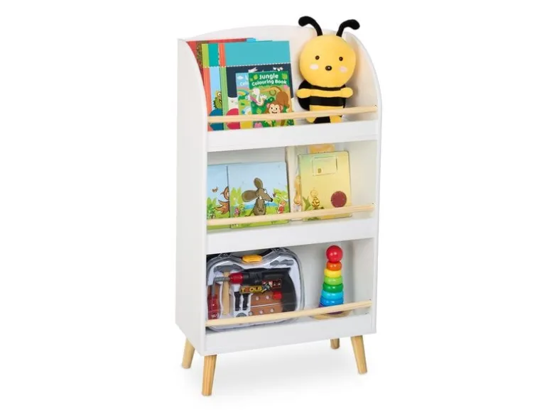 relaxdays Bücherregal für Kinder Weiss; Hellbraun