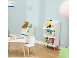 relaxdays Bücherregal für Kinder Weiss; Hellbraun